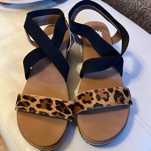 Yellow Box Janalee Leopard Women's Wedge Sandals